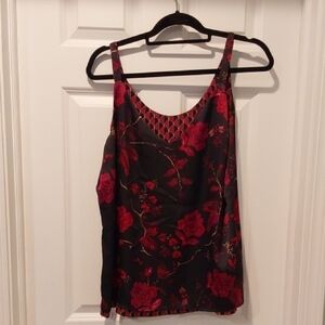 NWT White House Black Market Black and Red Floral REVERSIBLE Camisole
